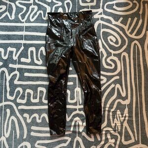 Spanx size large black latex finish high waisted leggings